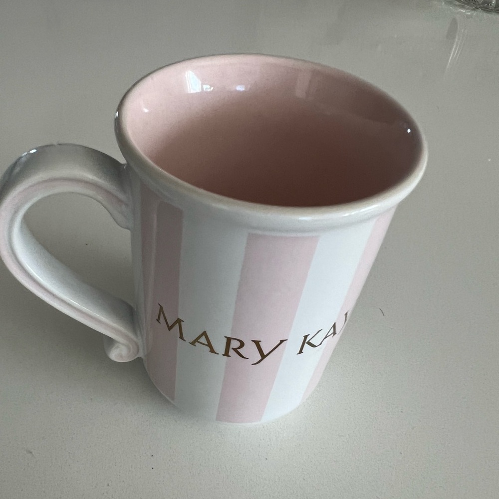 Mary Kay Vintage Coffee / Tea Mug - Pink & White Striped - Gold Script Ceramic - Picture 9 of 11